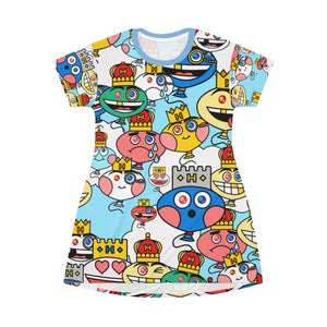 SKY COMMANDER CHIP Blue All Over Print T-Shirt Dress - The HAYZE Brand